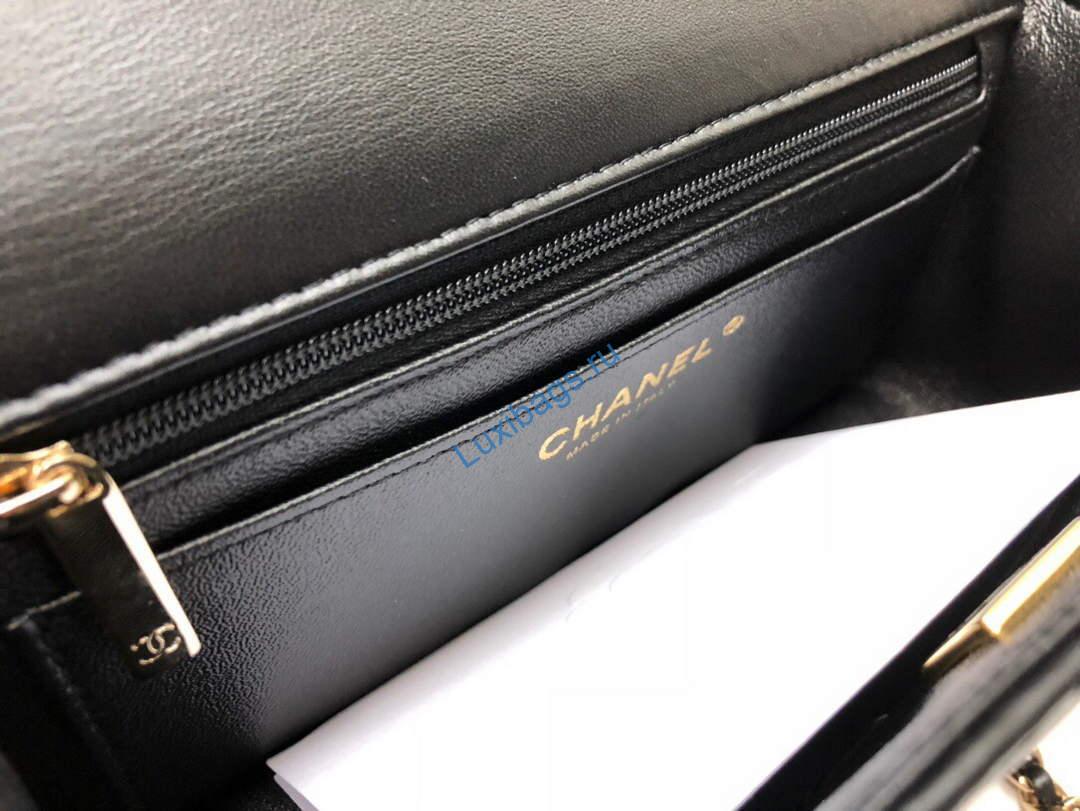 chanel as2431 mini flap lambskin bag with top handle black lion bright gold 8 Chanel AS2431 Mini flap Lambskin bag with top handle Black Lion Bright Gold | chanel as2431 mini flap lambskin bag with top handle black bright gold 09