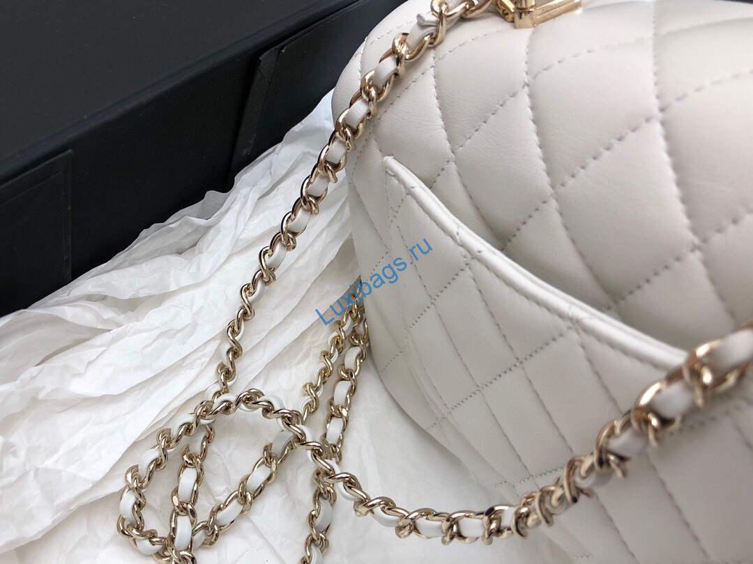 Chanel AS2431 Mini flap Lambskin bag with top handle White Light gold | chanel as2431 mini flap lambskin bag with top handle purple light gold luxibags.ru 12