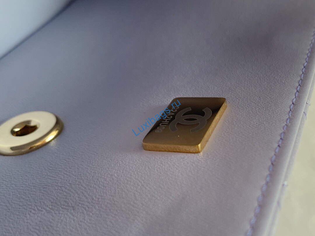 Chanel AS2431 Mini flap Lambskin bag with top handle Purple Light gold | chanel as2431 mini flap lambskin bag with top handle purple light gold luxibags.ru 45