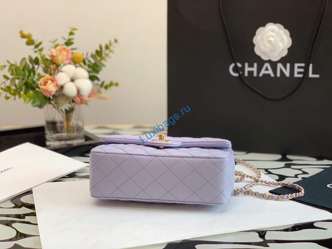Chanel AS2431 Mini flap Lambskin bag with top handle Purple Light gold | chanel as2431 mini flap lambskin bag with top handle purple light gold luxibags.ru 46