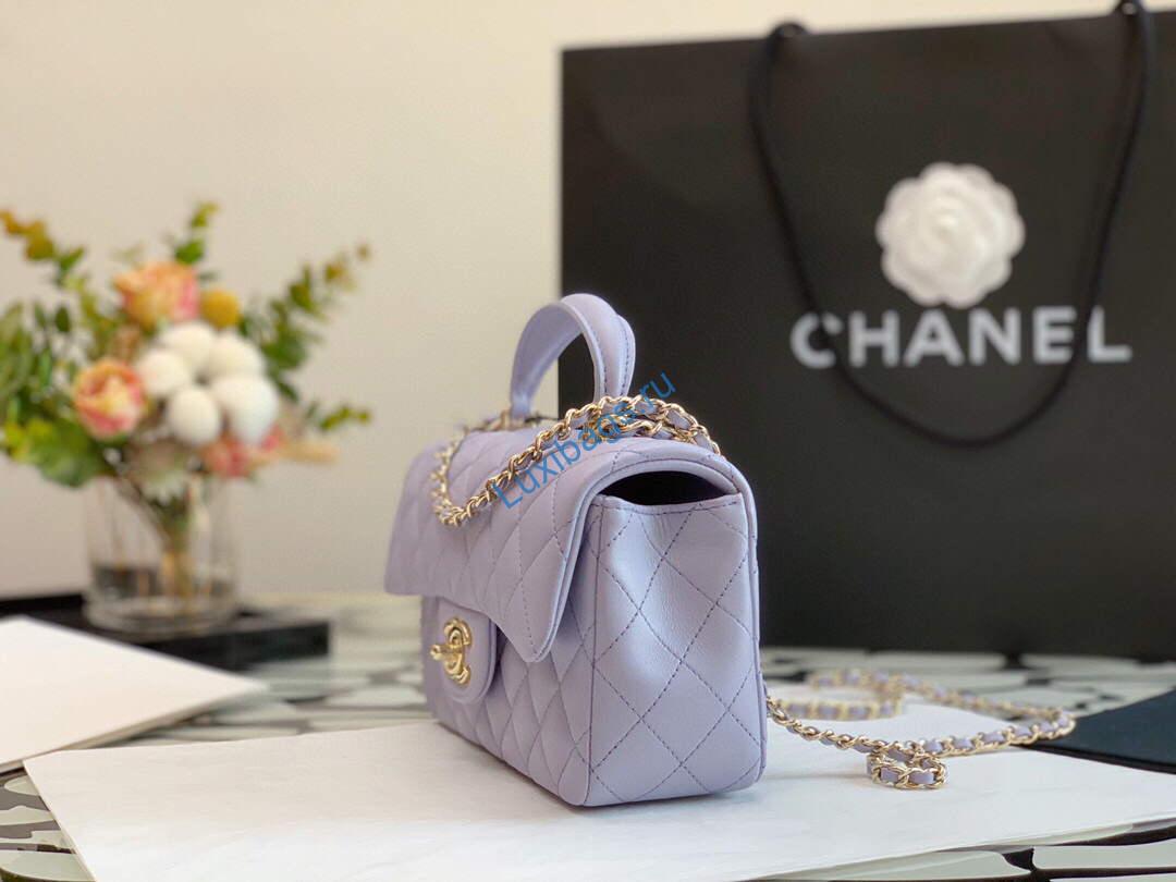 chanel as2431 mini flap lambskin bag with top handle purple light gold 4 Chanel AS2431 Mini flap Lambskin bag with top handle Purple Light gold | chanel as2431 mini flap lambskin bag with top handle purple light gold luxibags.ru 49
