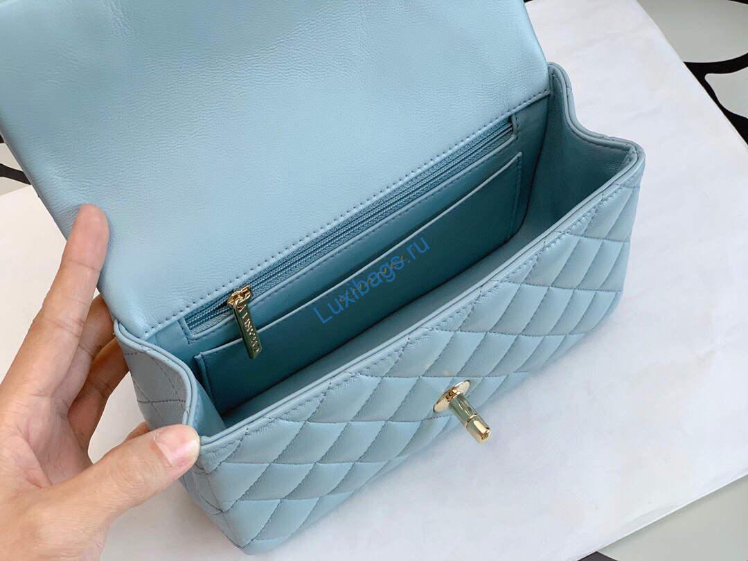 chanel as2431 mini flap lambskin bag with top handle lake blue light gold 7 Chanel AS2431 Mini flap Lambskin bag with top handle Lake Blue Light gold | chanel as2431 mini flap lambskin bag with top handle purple light gold luxibags.ru 55