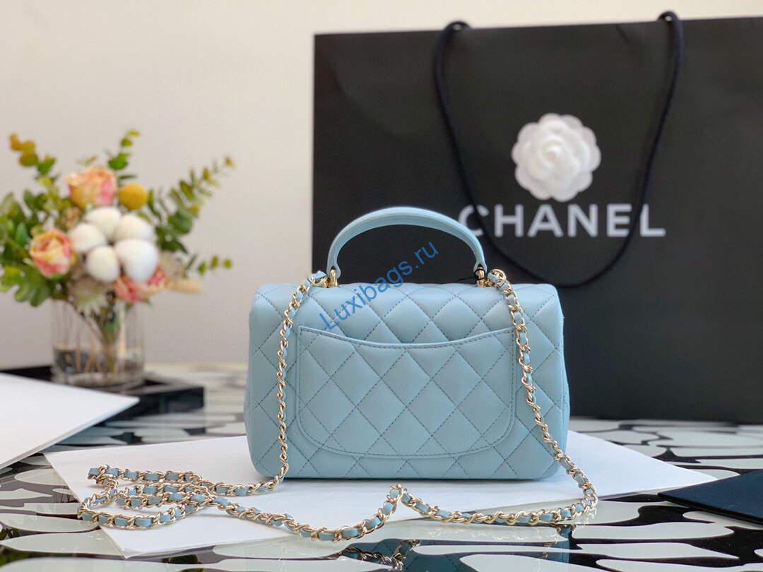 chanel as2431 mini flap lambskin bag with top handle lake blue light gold 6 Chanel AS2431 Mini flap Lambskin bag with top handle Lake Blue Light gold | chanel as2431 mini flap lambskin bag with top handle purple light gold luxibags.ru 56