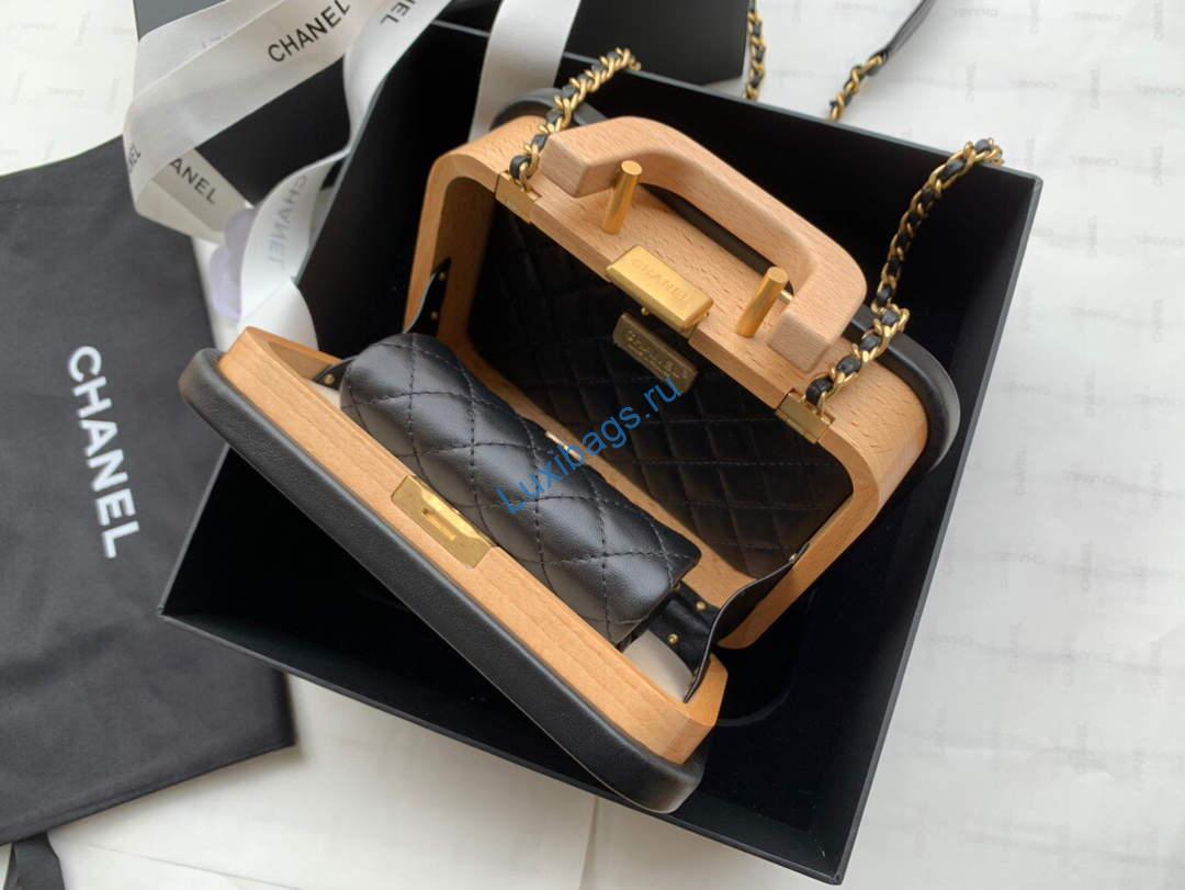 Chanel AS2926 Chanel Vanity Case Beech Wood Box Bag | chanel as2920 chanel vanity case beech wood box bag 08