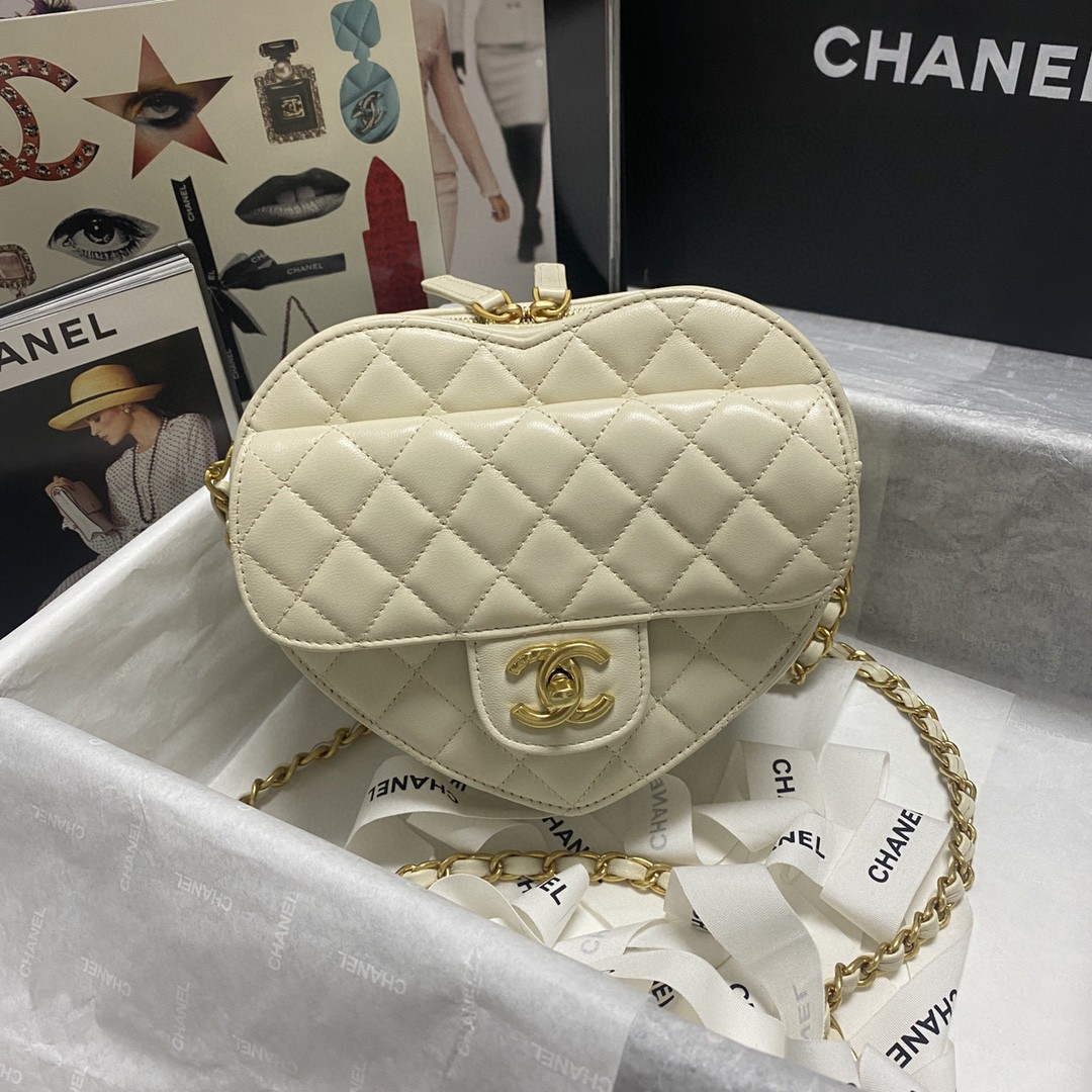 Chanel AS2928 Flap Large Heart Bag Lambskin AS3191 Beige | chanel as2928 flap large heart bag lambskin purple 10