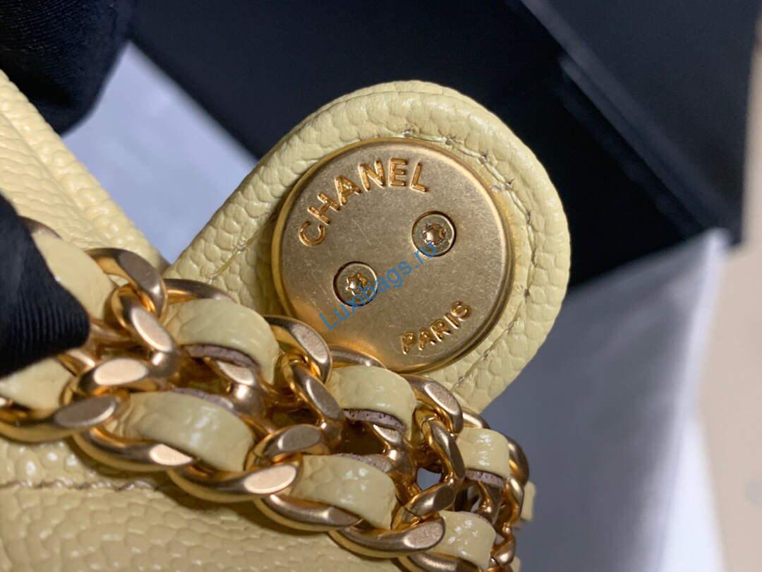 Chanel AS3108 Chanel flap bag Calfskin Yellow | chanel as3108 chanel flap bag lambskin yellow 06