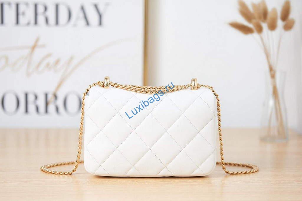 chanel as3113 mini flap bag lambskin white 3 Chanel AS3113 Mini Flap Bag Lambskin White | chanel as3113 mini flap bag lambskin luxibags.ru 14