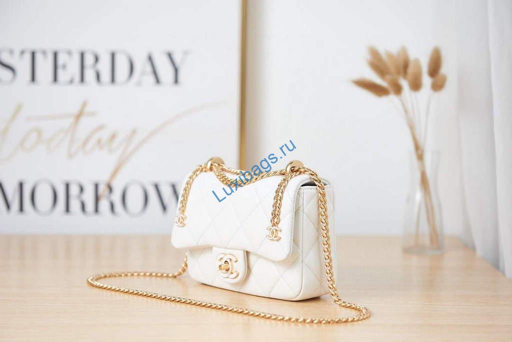 chanel as3113 mini flap bag lambskin white 2 Chanel AS3113 Mini Flap Bag Lambskin White | chanel as3113 mini flap bag lambskin luxibags.ru 15