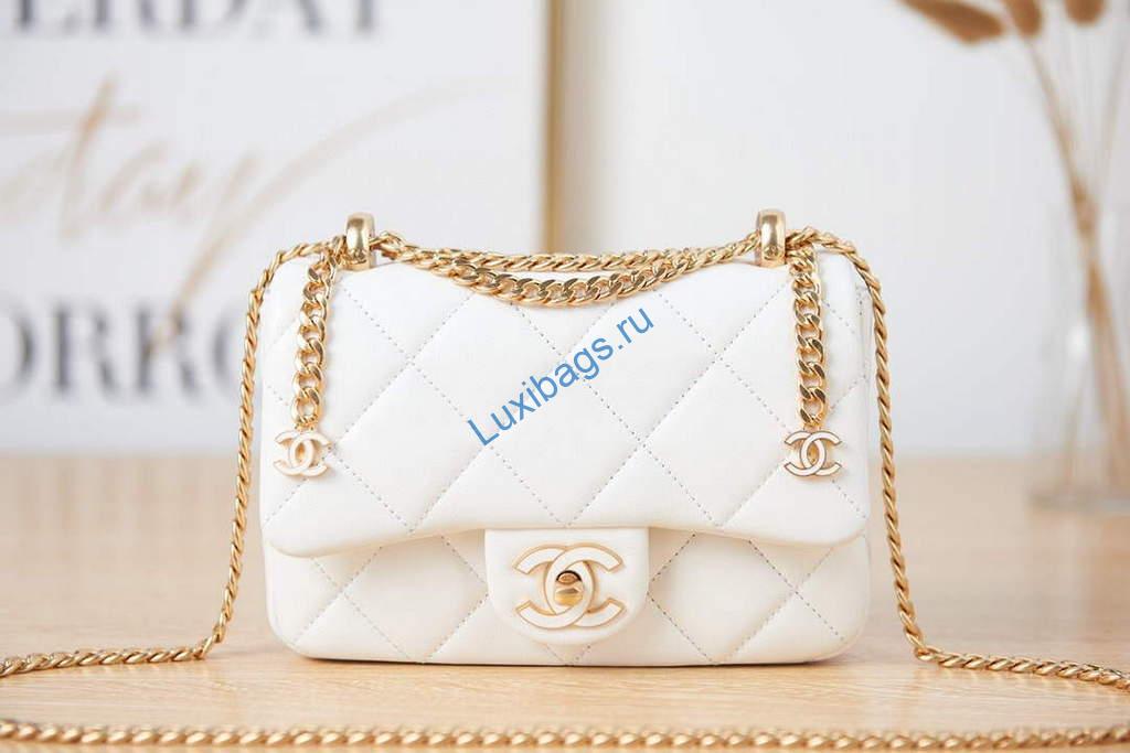 chanel as3113 mini flap bag lambskin white 1 Chanel AS3113 Mini Flap Bag Lambskin White | chanel as3113 mini flap bag lambskin luxibags.ru 16