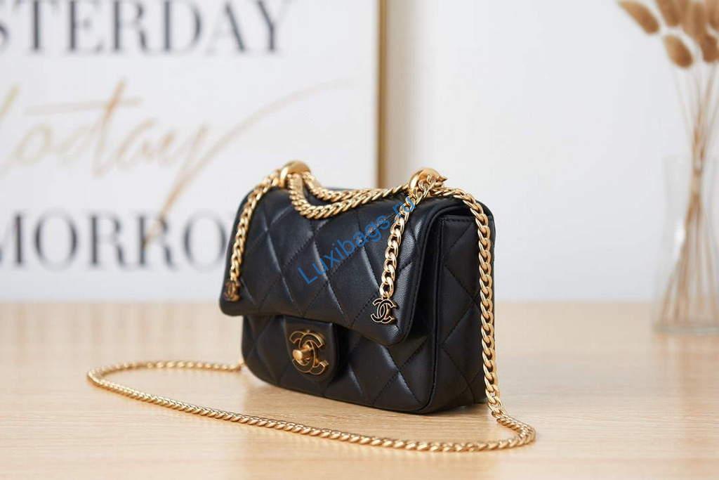 chanel as3113 mini flap bag lambskin black 2 Chanel AS3113 Mini Flap Bag Lambskin Black | chanel as3113 mini flap bag lambskin luxibags.ru 6