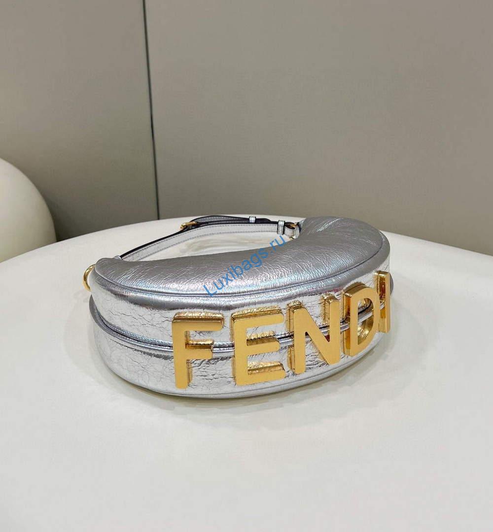 Fendi 8BR798 Fendigraphy Small White leather bag 80056M Silver