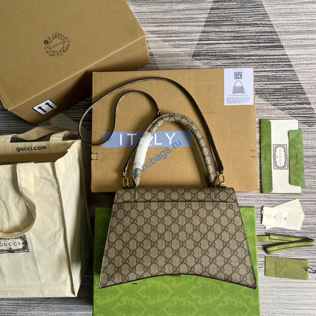 Gucci 681696 The Hacker Project Medium Hourglass bag Beige and ebony | gucci 681696 the hacker project medium hourglass bag beige and ebony 002