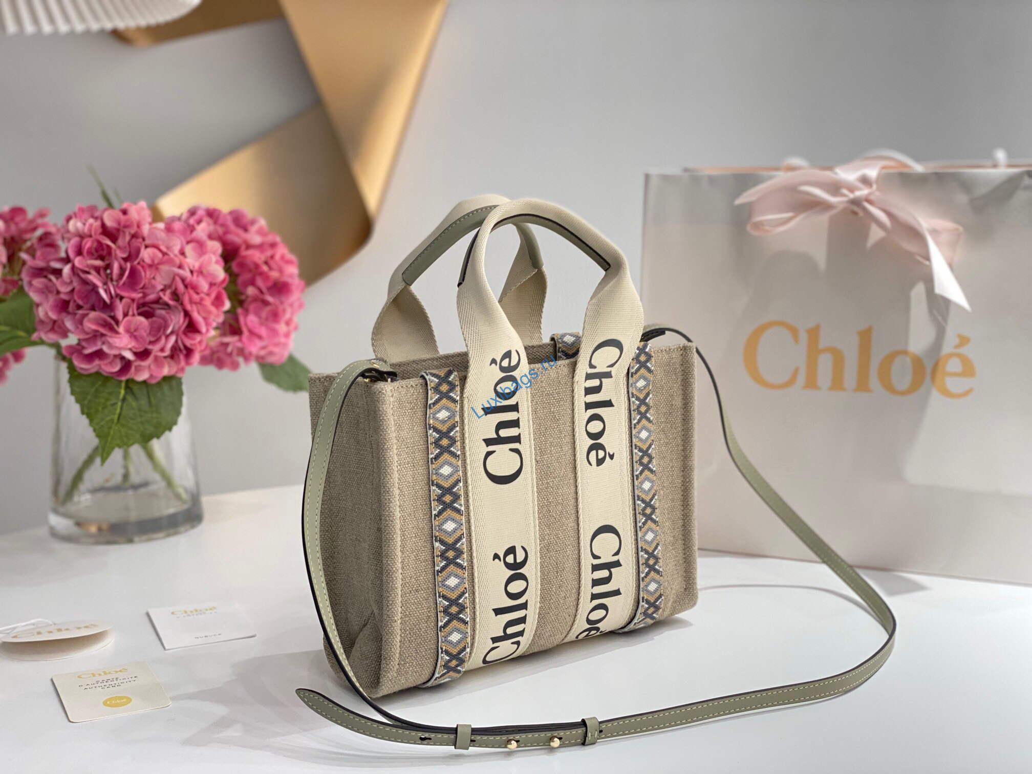 Chloe 385E6690U Small Woody Tote Bag Green | luxibags.ru 1463