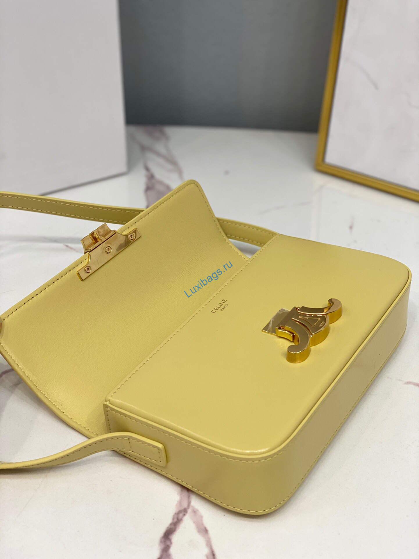 Celine 194143 Triomphe Shoulder Bag in Natural Calfskin Light Yellow | luxibags.ru 1786