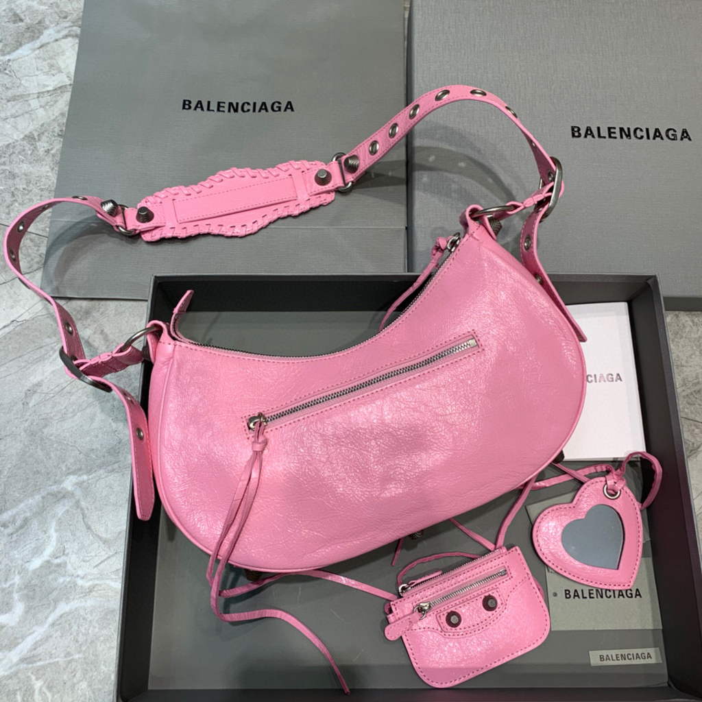 Balenciaga 67130723 Women's Le Cagole Small Shoulder Bag Arena lambskin In Pink | luxibags.ru 693