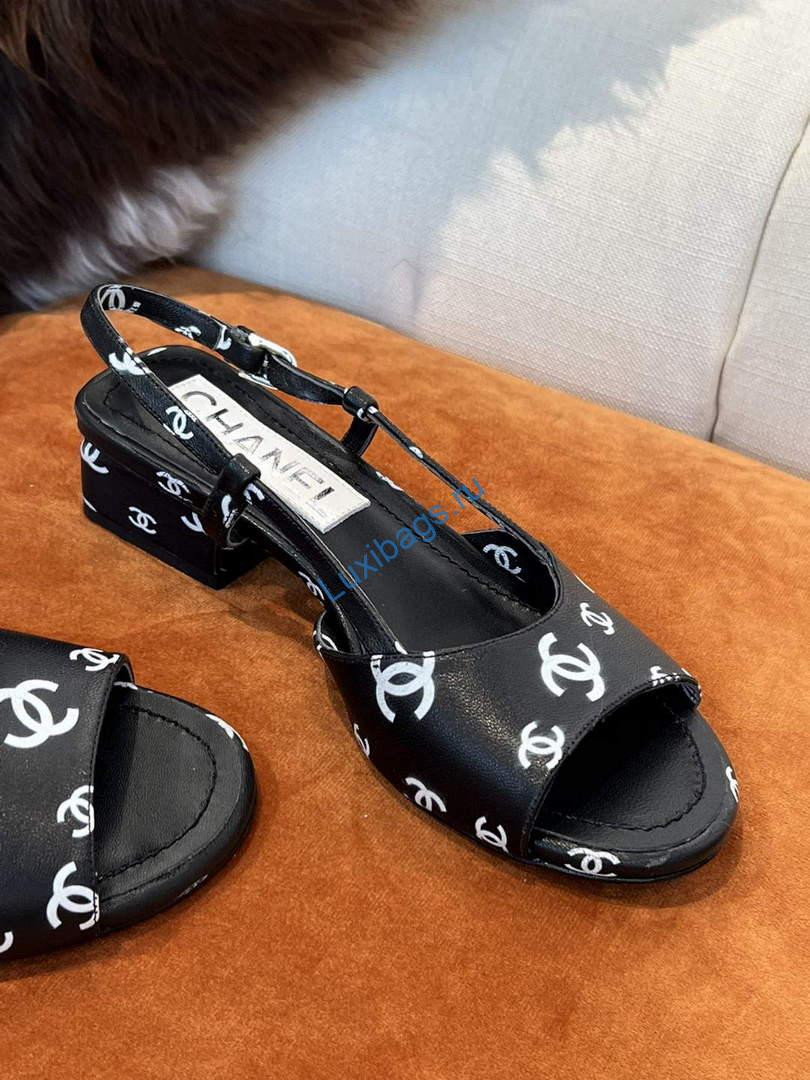 Chanel Women's Sandals Chanel Designer Heel 35mm C90240 Black | luxibags.ru 975