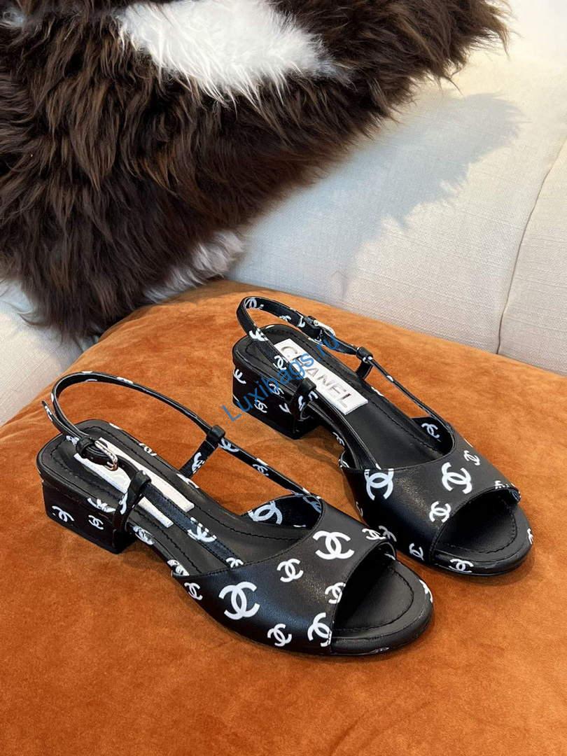 Chanel Women's Sandals Chanel Designer Heel 35mm C90240 Black | luxibags.ru 976