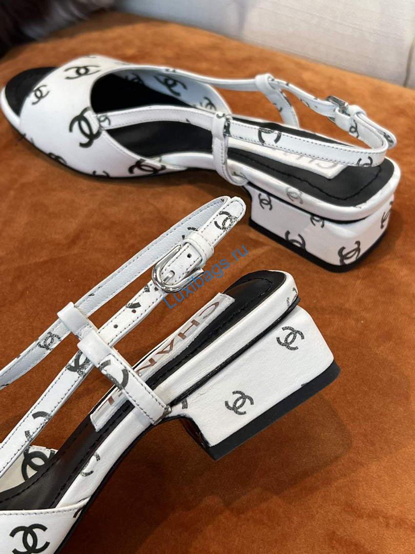 Chanel Women's Sandals Chanel Designer Heel 35mm C90240 White | luxibags.ru 979