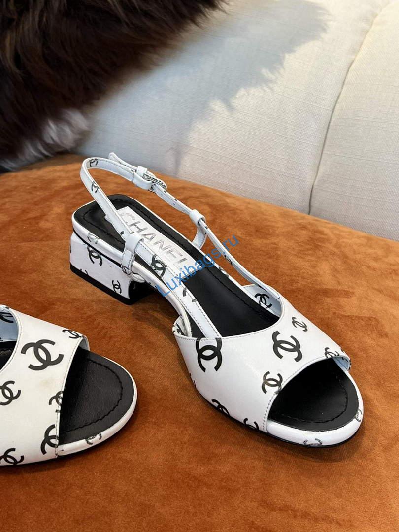 Chanel Women's Sandals Chanel Designer Heel 35mm C90240 White | luxibags.ru 982