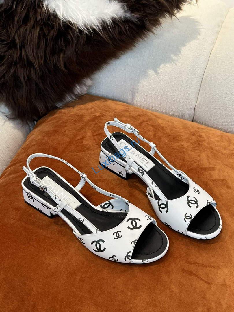 Chanel Women's Sandals Chanel Designer Heel 35mm C90240 White | luxibags.ru 983