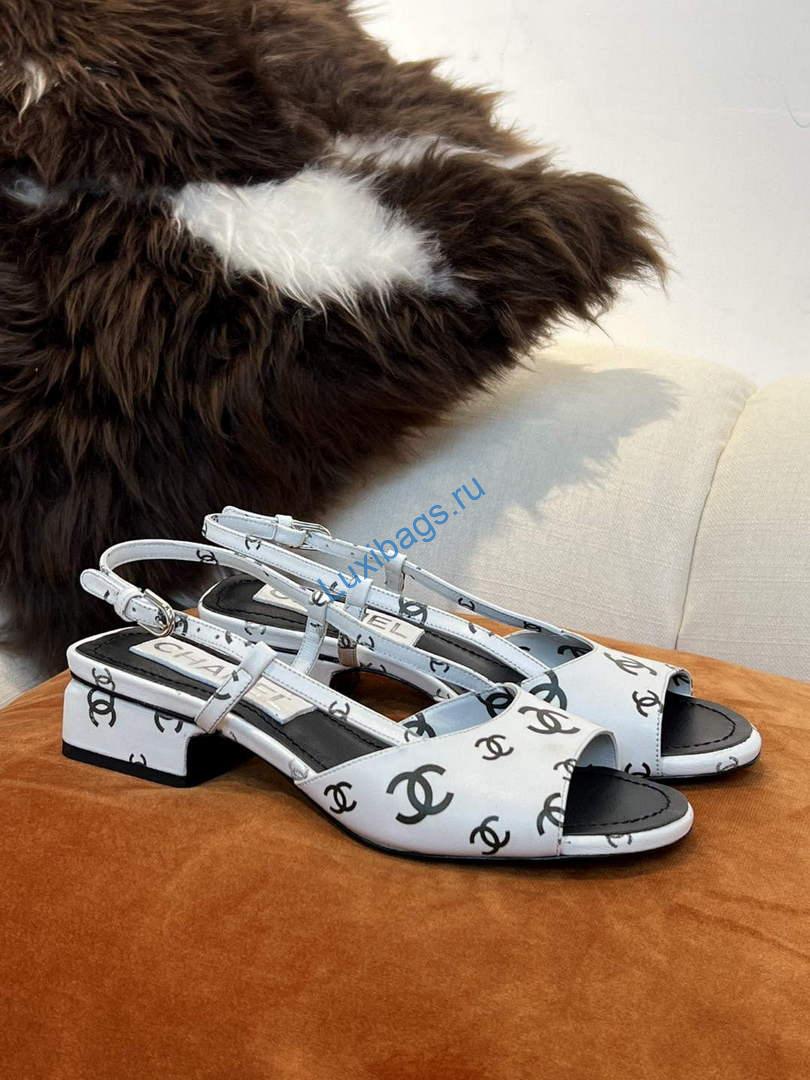 Chanel Women's Sandals Chanel Designer Heel 35mm C90240 White | luxibags.ru 984