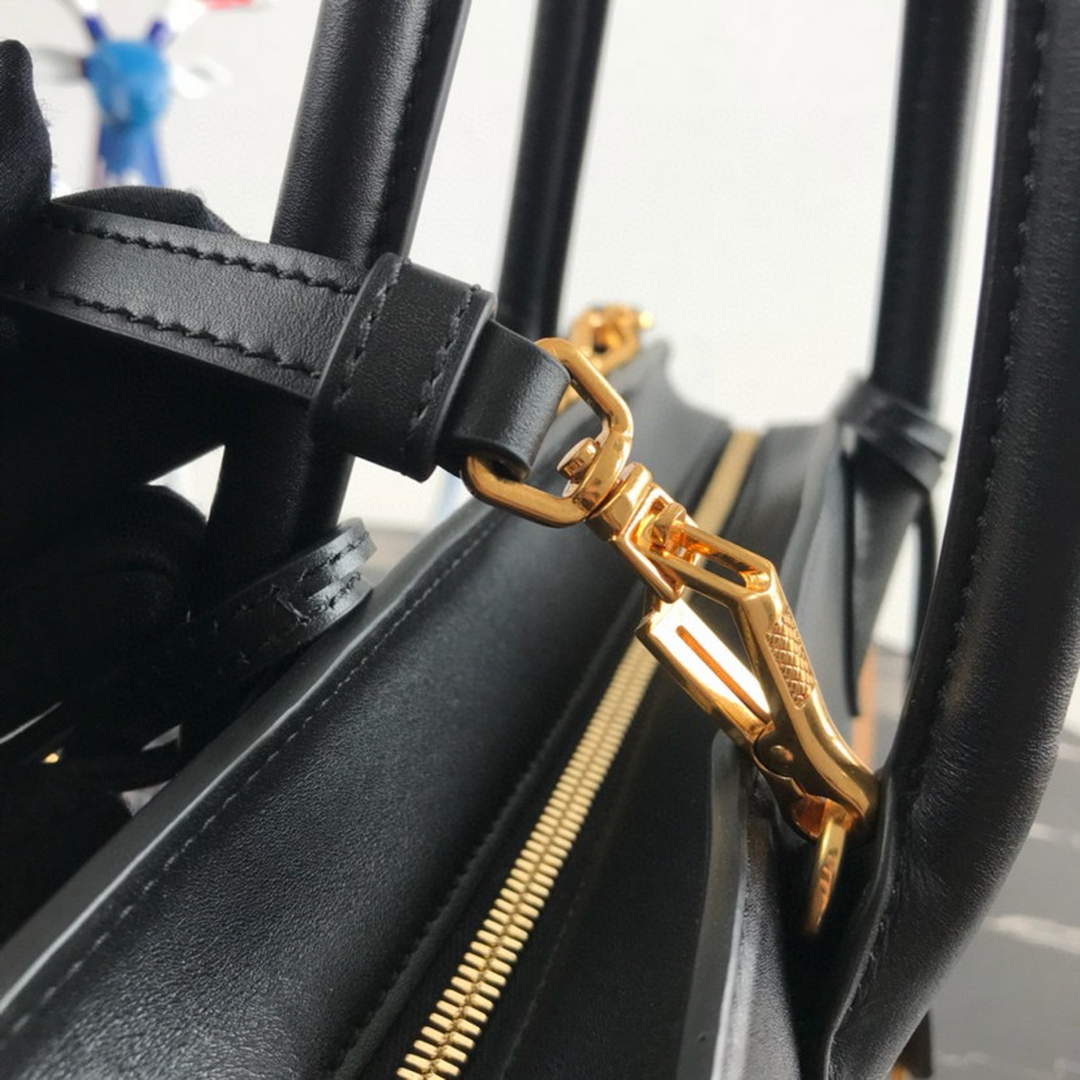 Prada 1BA046 Medium Esplanade Leather Tote Bag Apricot and Black | prada 1ba046 medium esplanade leather tote bag 25