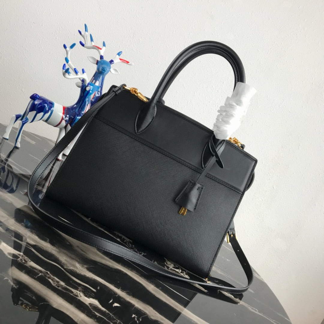 Prada 1BA046 Medium Esplanade Leather Tote Bag Black | prada 1ba046 medium esplanade leather tote bag black 03
