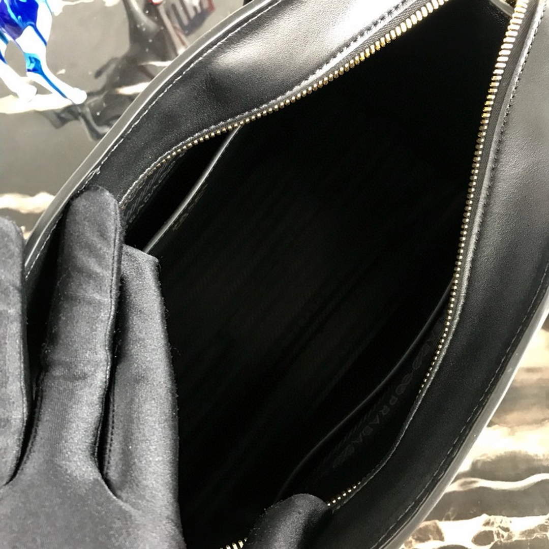 Prada 1BA046 Medium Esplanade Leather Tote Bag Black | prada 1ba046 medium esplanade leather tote bag black 09