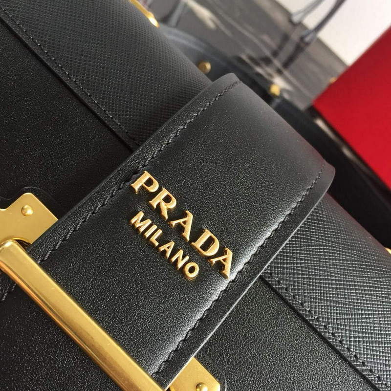 Prada 1BD045 Cahier leather bag Grey with black | prada 1bd045 cahier leather bag grey with black luxibags.ru 4