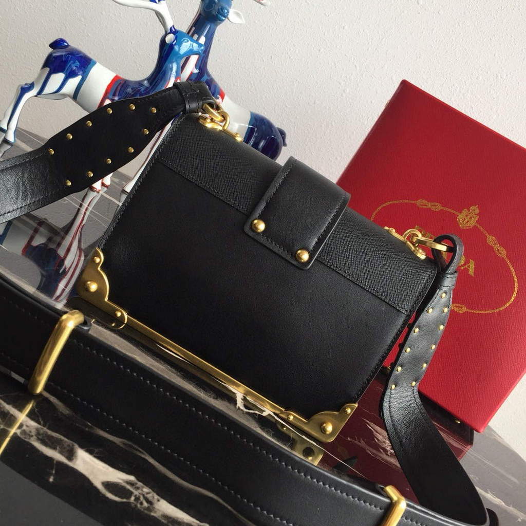 Prada 1BD045 Cahier leather bag Grey with black | prada 1bd045 cahier leather bag grey with black luxibags.ru 6