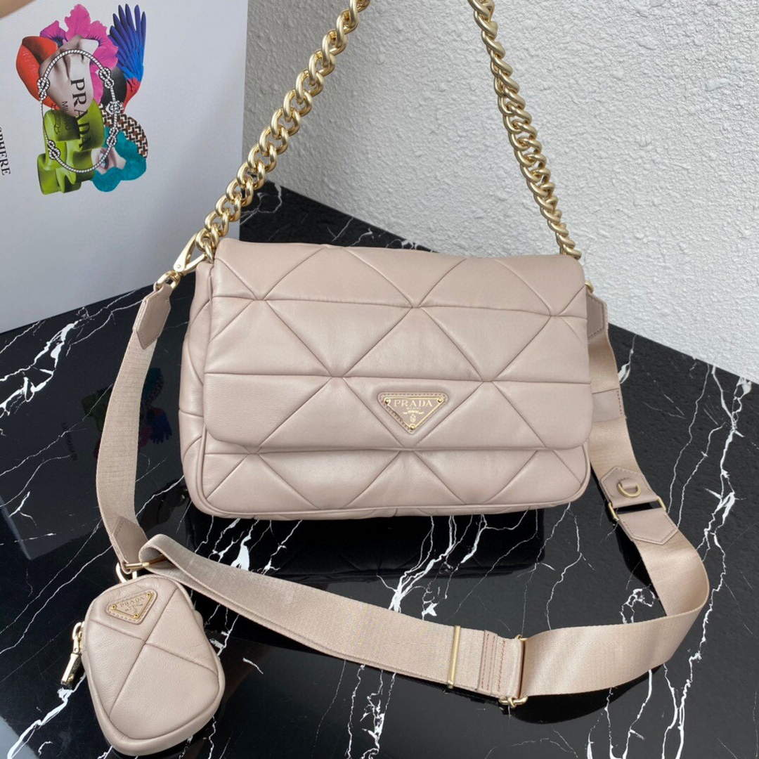 Prada 1BD291 Prada System nappa leather patchwork bag Apricot | prada 1bd291 prada system nappa leather patchwork bag apricot 07