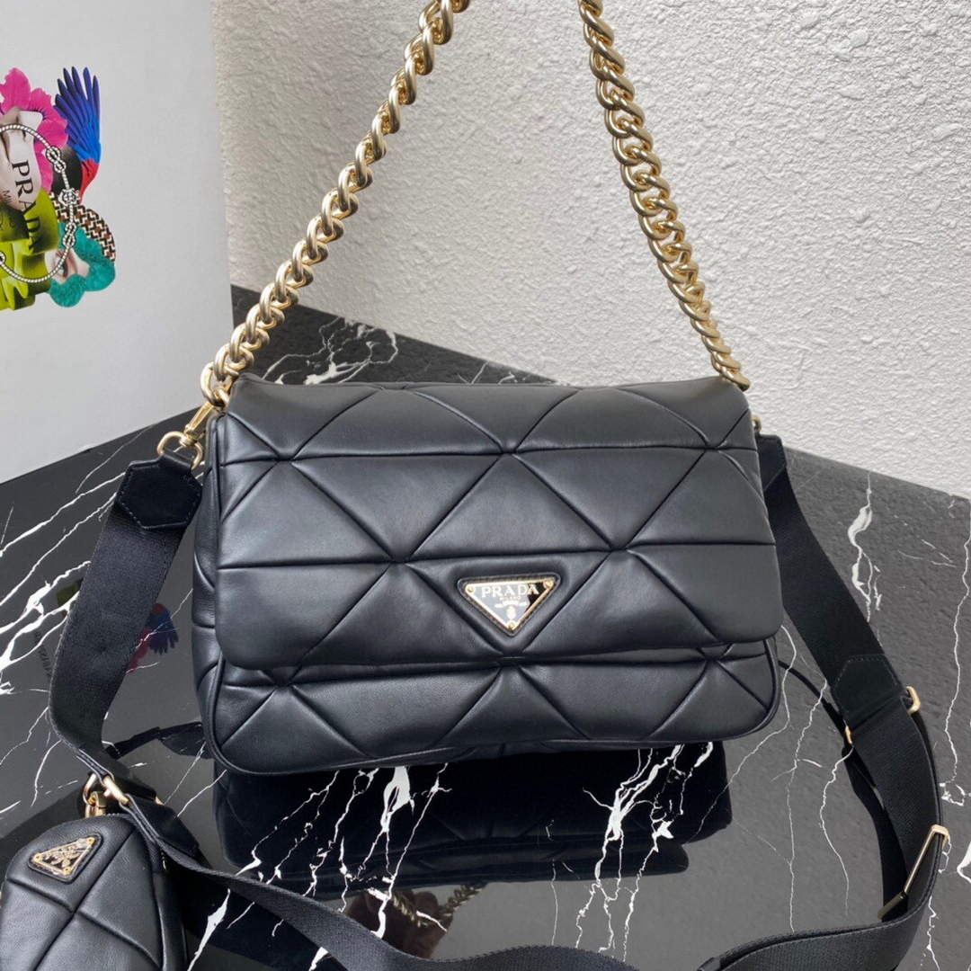 Prada 1BD291 Prada System nappa leather patchwork bag Black | prada 1bd291 prada system nappa leather patchwork bag black 35