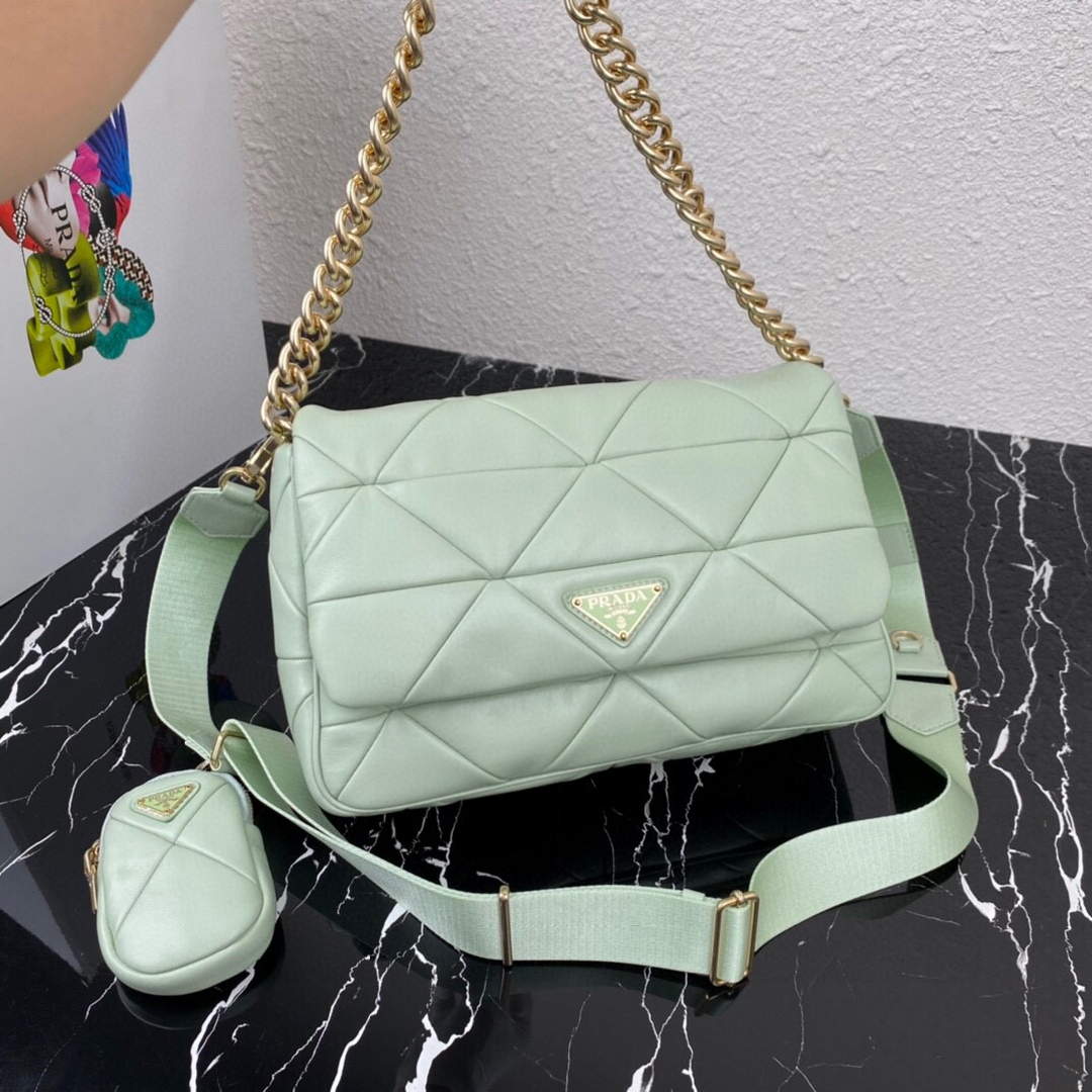 Prada 1BD291 Prada System nappa leather patchwork bag Light Green | prada 1bd291 prada system nappa leather patchwork bag green 07