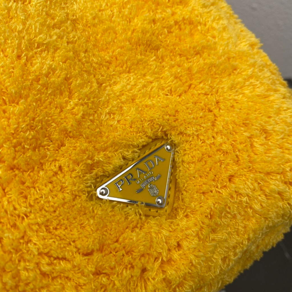 Prada 1BG130 Shearling Tote Shoulder bag Yellow | prada 1bg130 shearling tote shoulder bag 07