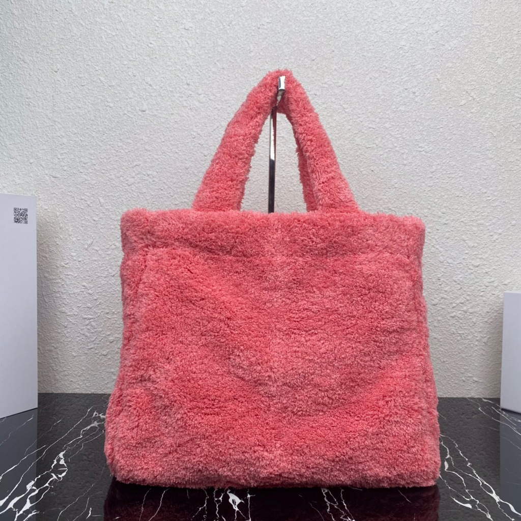 Prada 1BG130 Shearling Tote Shoulder bag Plum | prada 1bg130 shearling tote shoulder bag 21