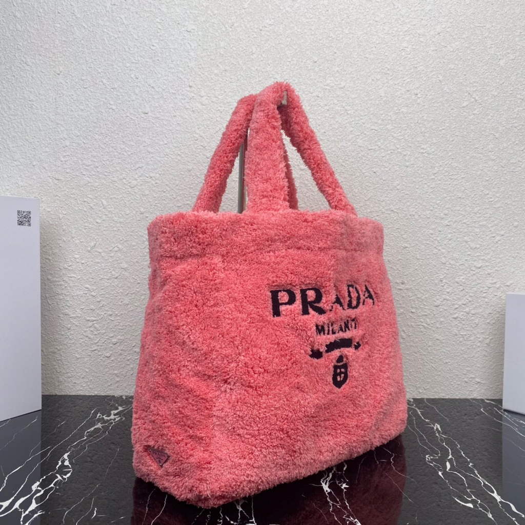 Prada 1BG130 Shearling Tote Shoulder bag Plum | prada 1bg130 shearling tote shoulder bag 22