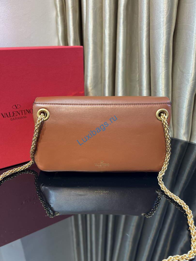 Valentino XW2B0K26 Stud Sign Nappa Shoulder Bag Brown | valentino xw2b0 stud sign nappa shoulder bag 014