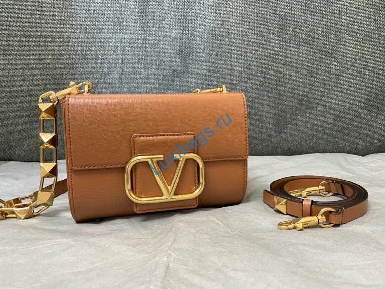 Valentino XW2B0J96 Stud Sign Grainy Calfskin Shoulder Bag Beige | valentino xw2b0j96 stud sign grainy calfskin shoulder bag 28