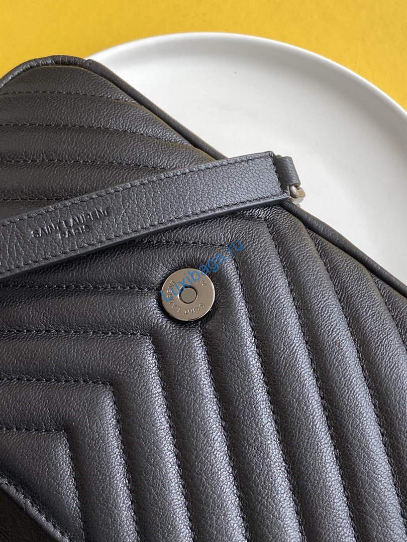 YSL 600279 College Medium In Matelassé Leather Black with Silver | ysl 600279 college medium in matelasse leather black 007
