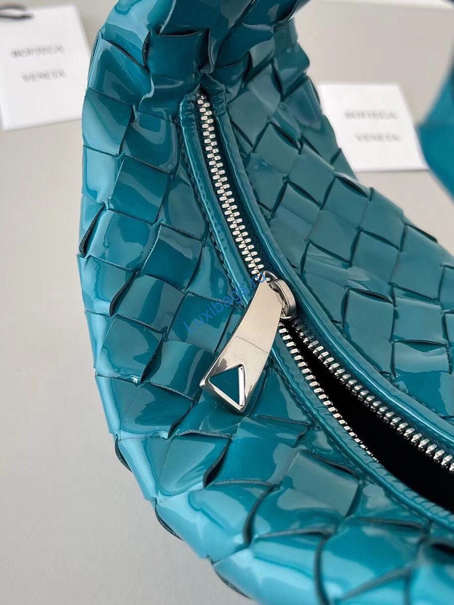 Bottega Veneta BV 651876 mini Jodie Patent leather Blue | bottega veneta bv 651876 mini jodie 170