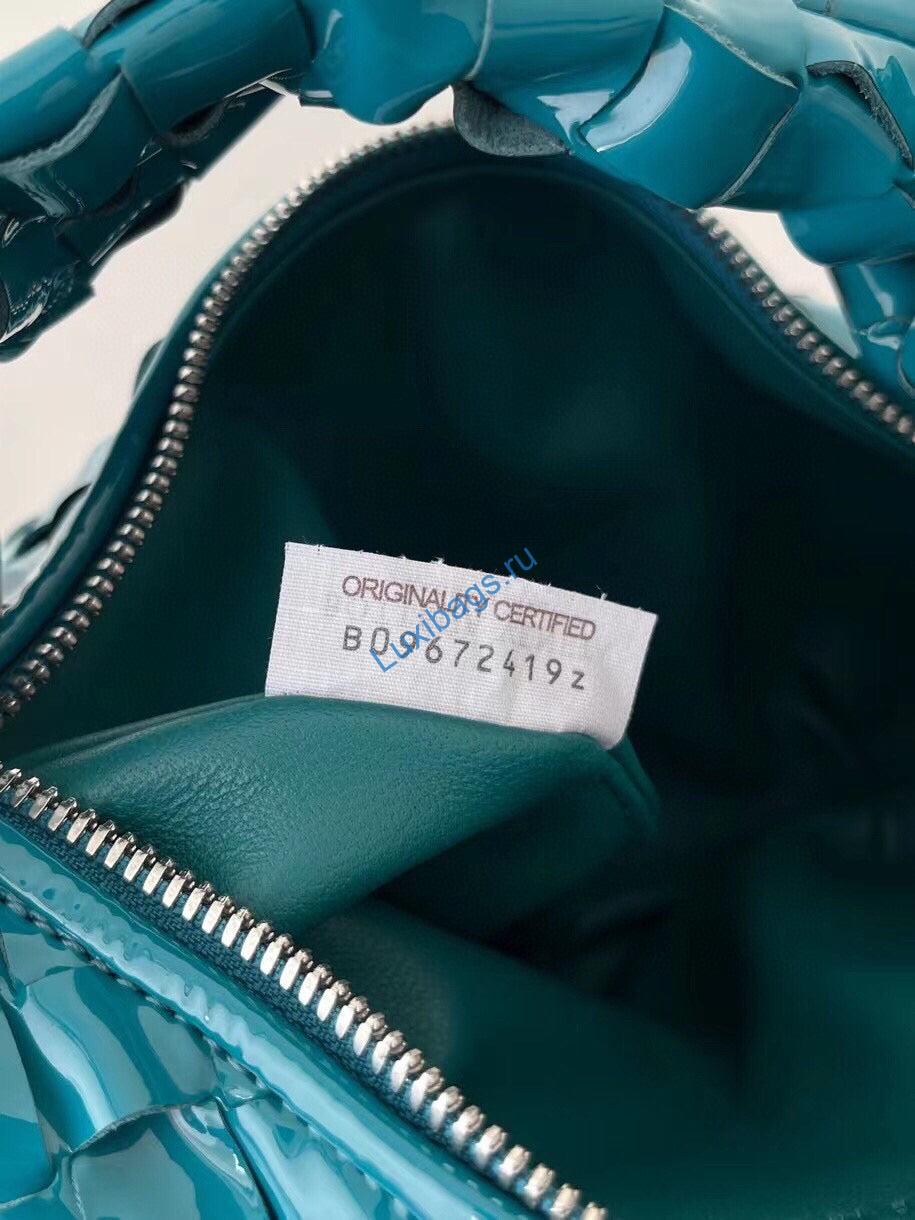 Bottega Veneta BV 651876 mini Jodie Patent leather Blue | bottega veneta bv 651876 mini jodie 172
