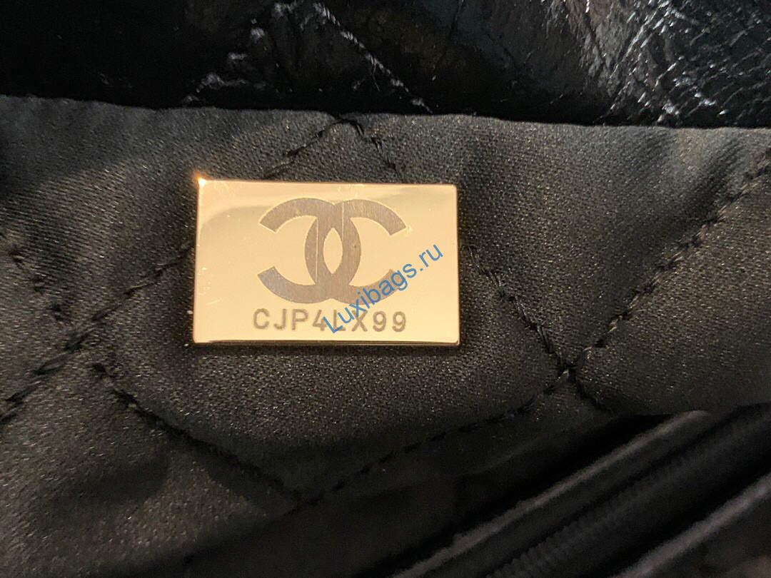 Chanel 22 Small Handbag Shiny Calfskin AS3260 Black Gold | chanel 22 small handbag shiny calfskin gold as3260 038