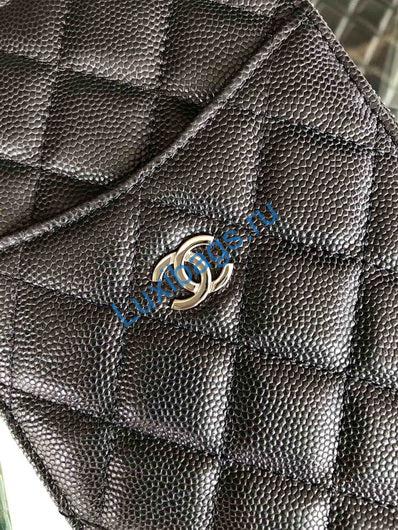 Chanel AP1422 Chanel Black phone card holder Calfskin Black | chanel ap1422 chanel phone card holder lambskin black 022
