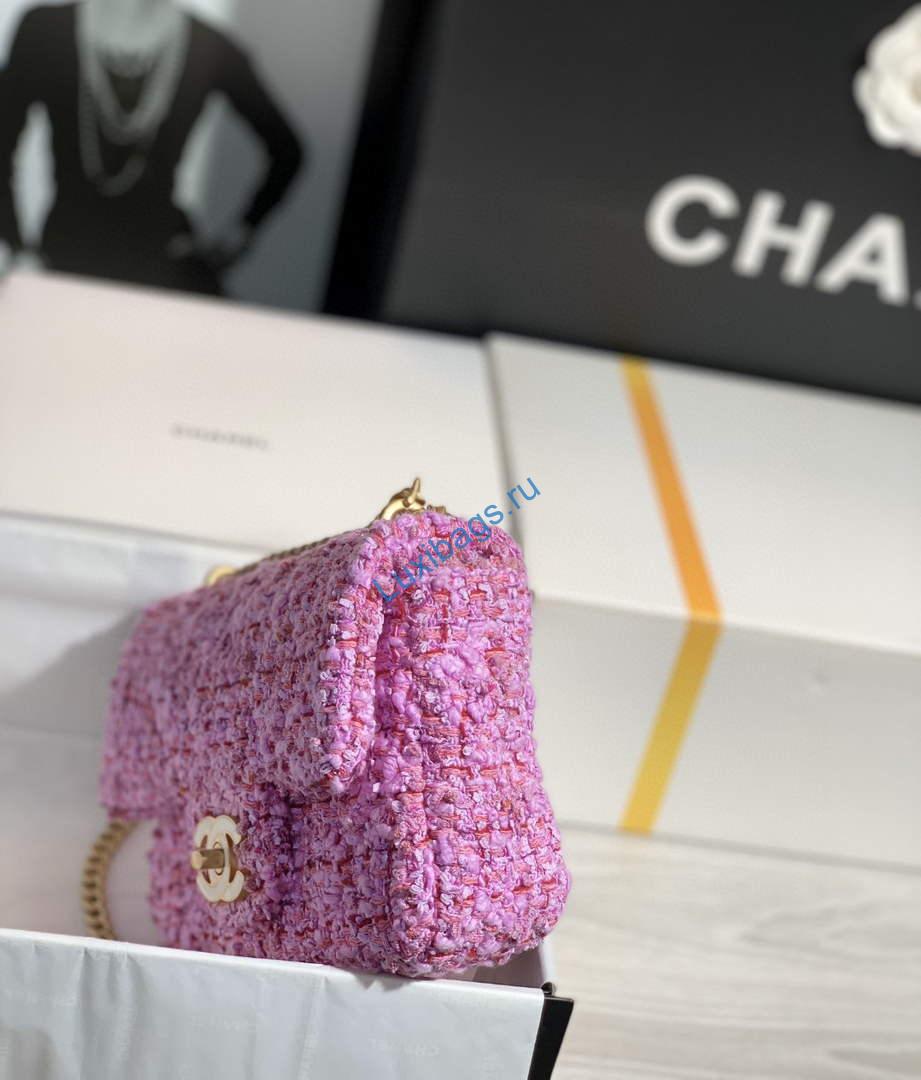 chanel as1116 mini flap bag 18cm tweed pink 2 Chanel AS1116 Mini Flap bag 18cm Tweed Pink | chanel as1116 mini flap bag 18cm pink 03