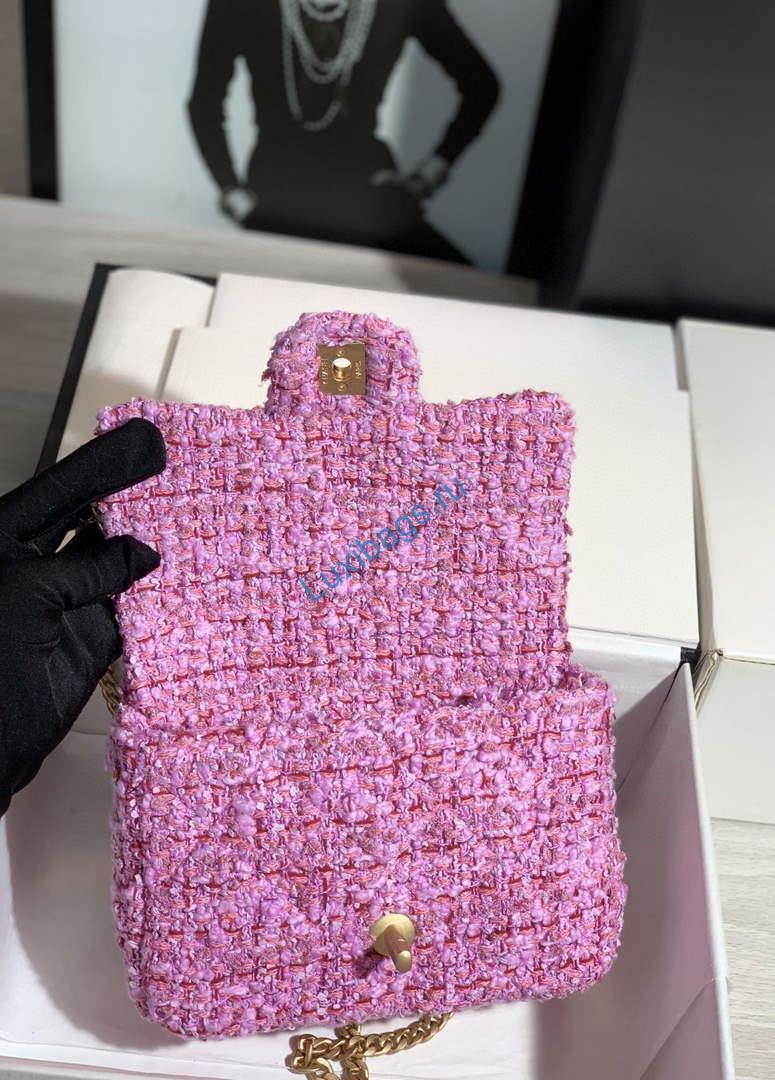 chanel as1116 mini flap bag 18cm tweed pink 7 Chanel AS1116 Mini Flap bag 18cm Tweed Pink | chanel as1116 mini flap bag 18cm pink 08