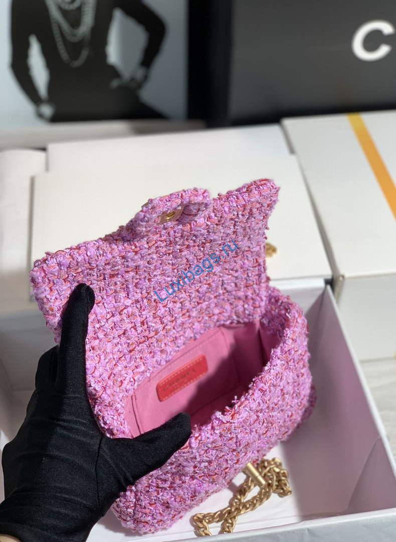 chanel as1116 mini flap bag 18cm tweed pink 8 Chanel AS1116 Mini Flap bag 18cm Tweed Pink | chanel as1116 mini flap bag 18cm pink 09