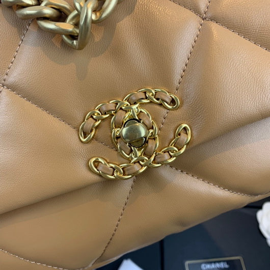 Chanel As1160 Chanel 19 Handbag Flap Lambskin Lake Tan | chanel as1160 chanel 19 handbag flap lambskin silvery 069