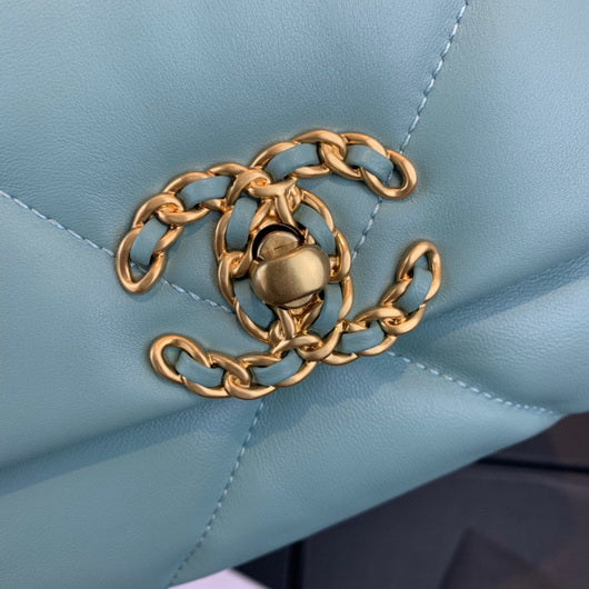 Chanel As1160 Chanel 19 Handbag Flap Lambskin Azure Blue | chanel as1160 chanel 19 handbag flap lambskin silvery 117