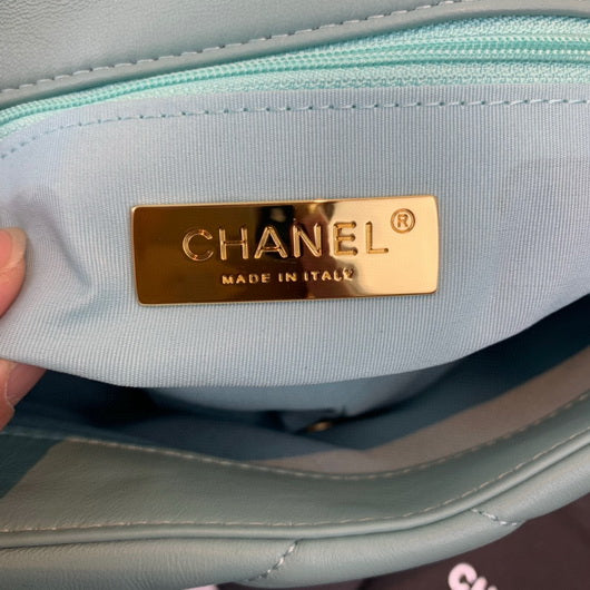 Chanel As1160 Chanel 19 Handbag Flap Lambskin Azure Blue | chanel as1160 chanel 19 handbag flap lambskin silvery 120