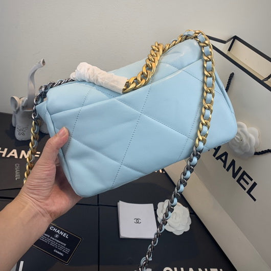 Chanel As1160 Chanel 19 Handbag Flap Lambskin Lake Light Blue | chanel as1160 chanel 19 handbag flap lambskin silvery 123